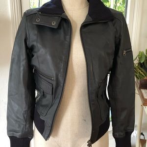 Navy blue genuine leather jacket